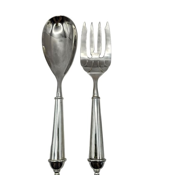 Towle Copenhagen Silverplated Serving Spoon & Fork Set Velvet Gift Box - Picture 2 of 12